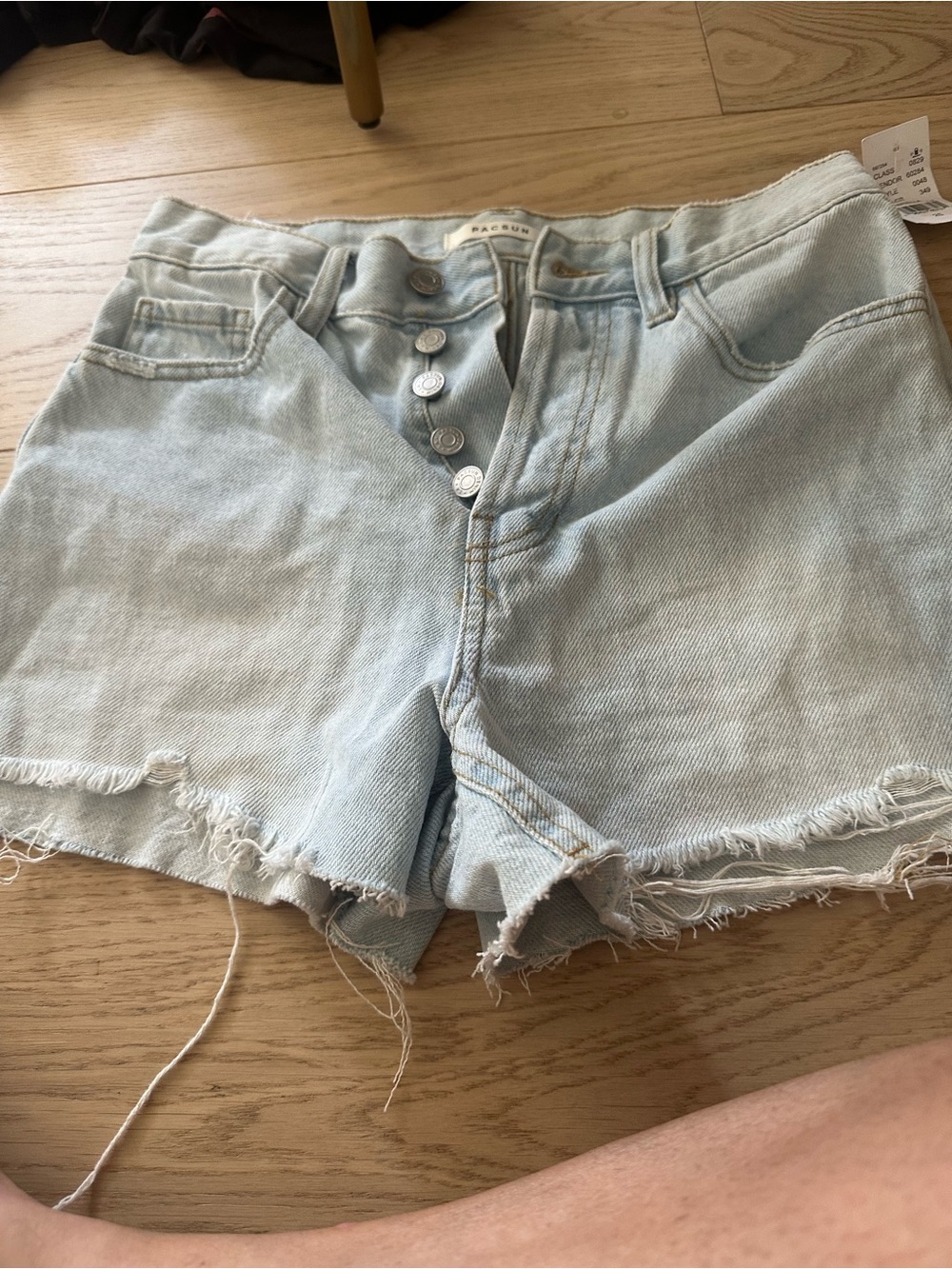 PacSun Light Blue High-Rise Button-Fly Denim Shorts